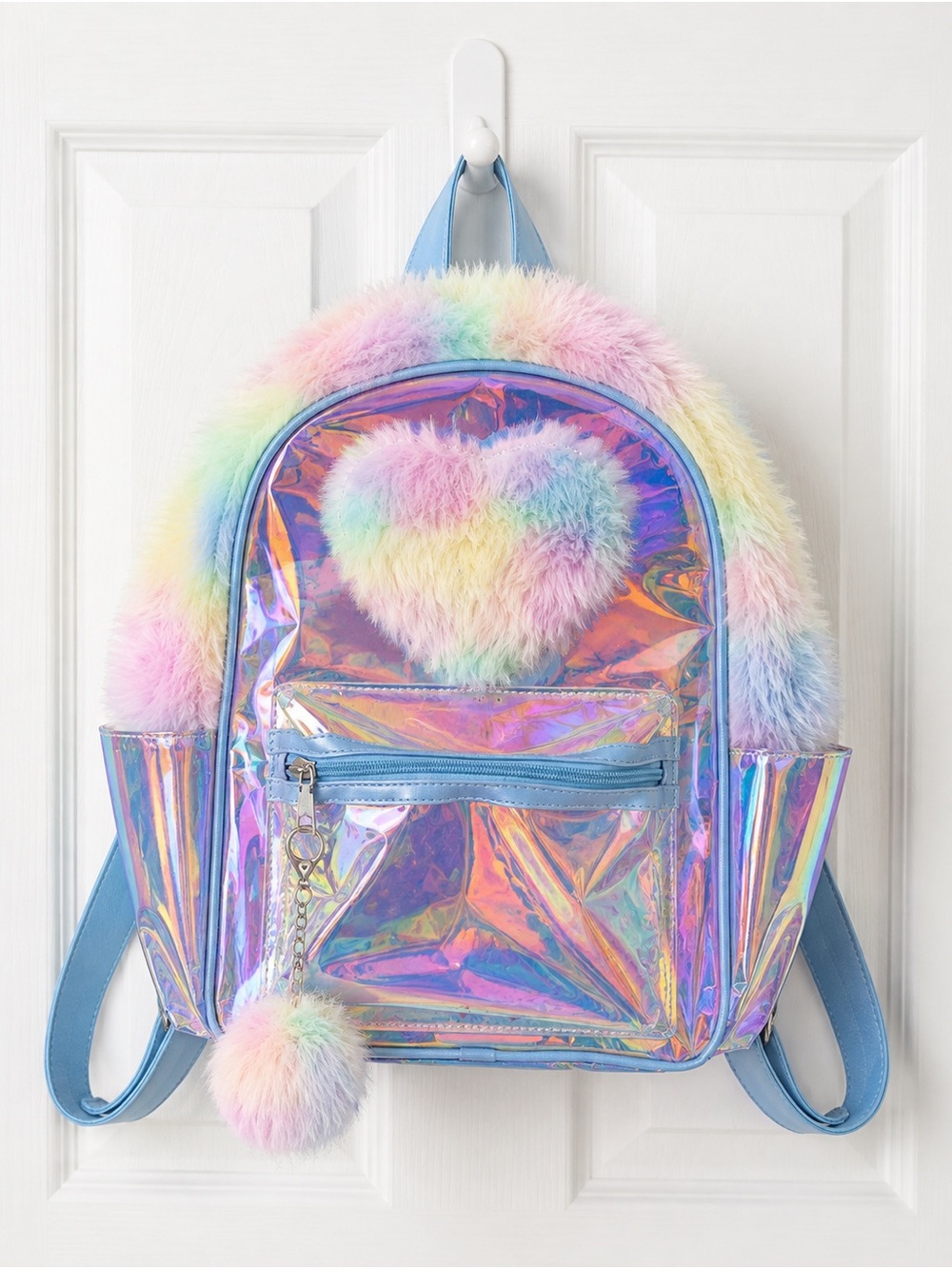 M.Fredric Holographic Pastel Faux Fur Backp